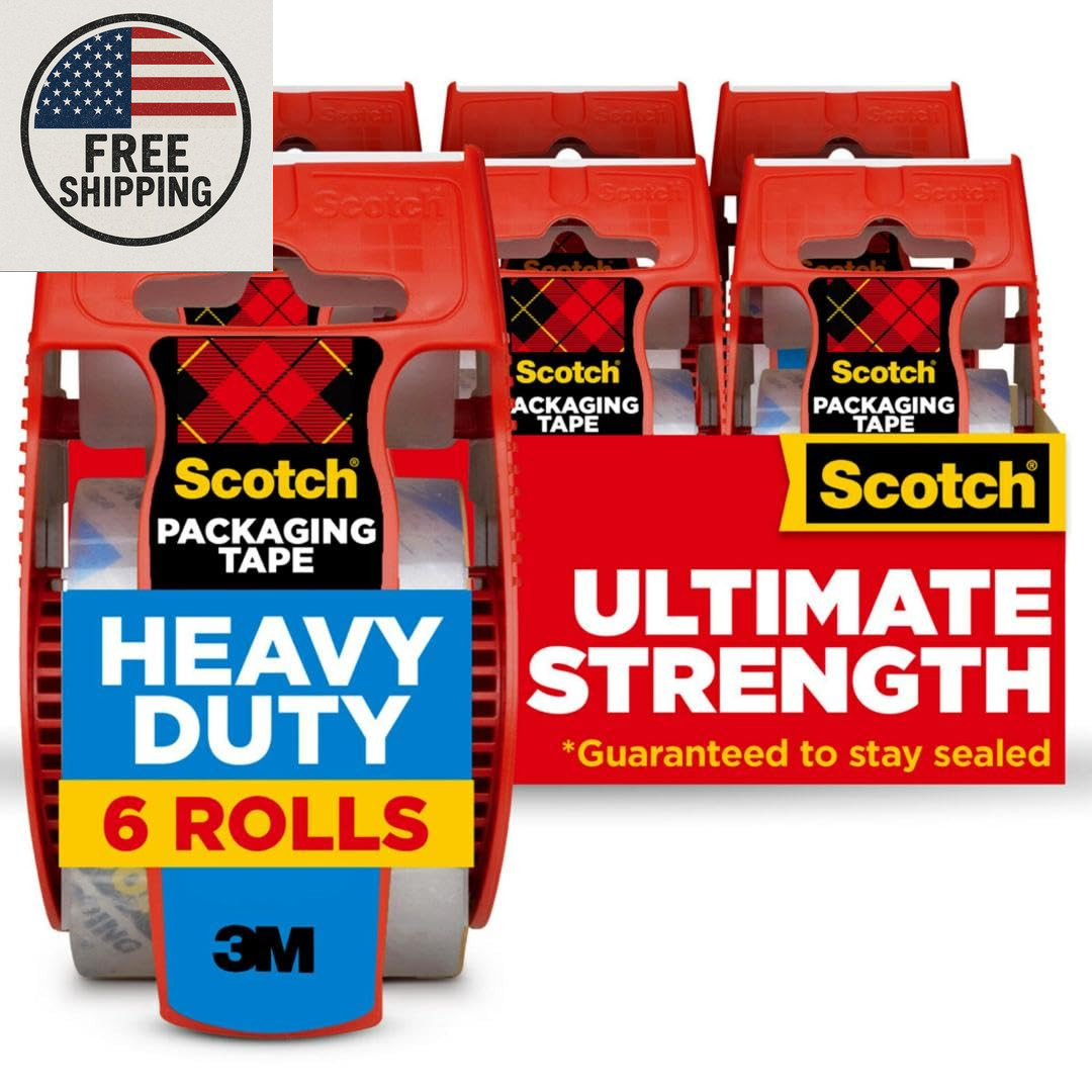 Scotch Heavy Duty Shipping Packing Tape, Clear, Packing Tape for Moving Boxes an
