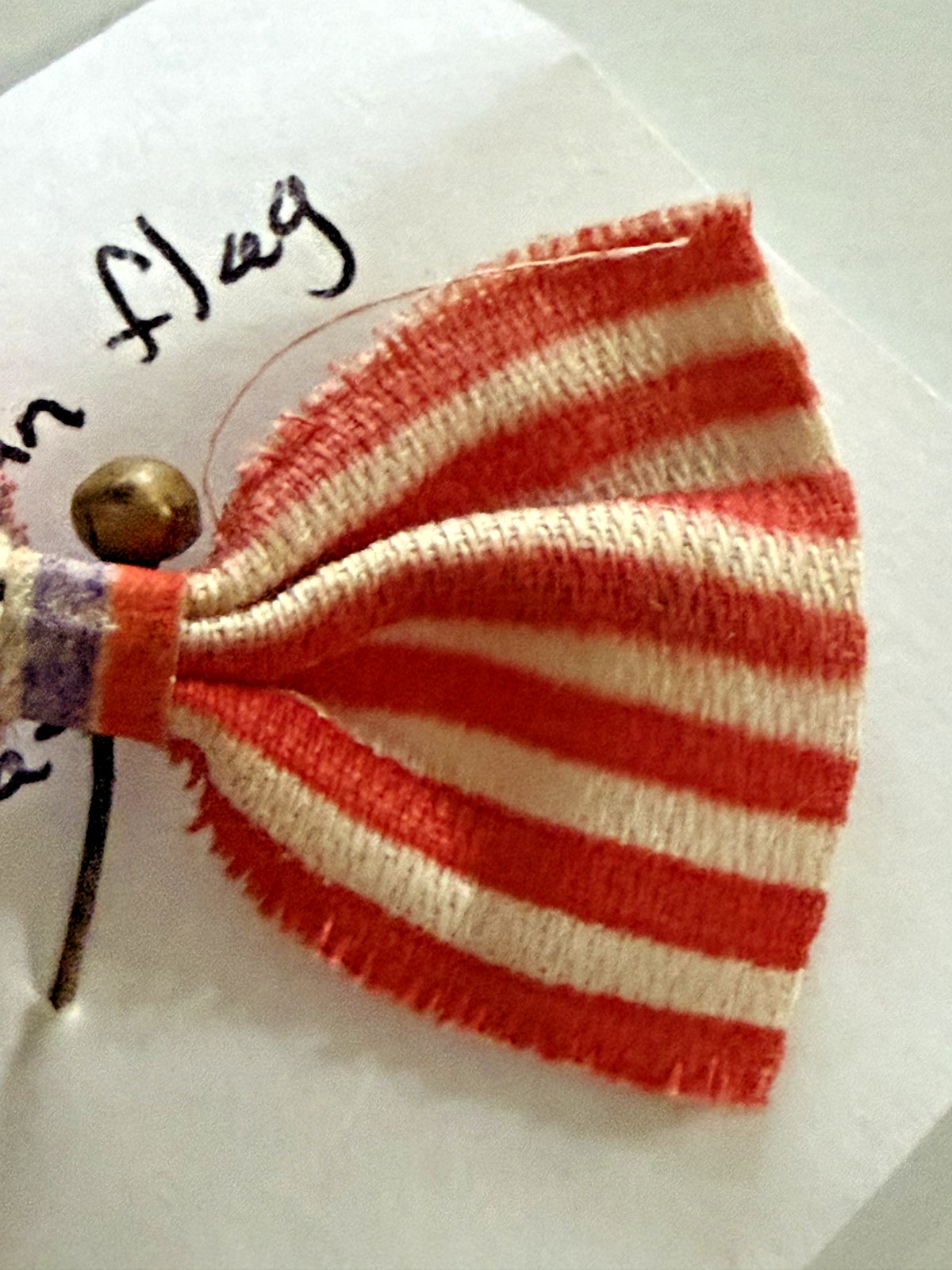 Antique American Flag Ribbon Bow Stick Pin Patriotic Lapel Pin