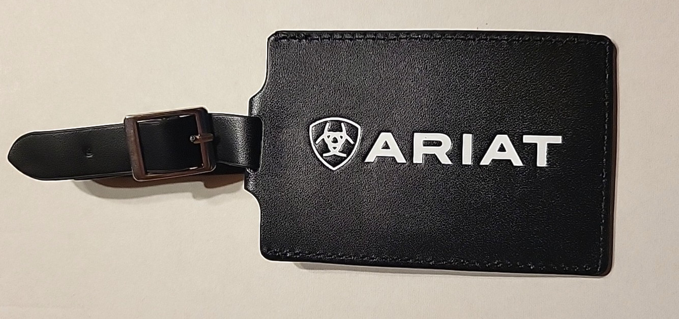 New Ariat Genuine Top Grain Leather Luggage Tag With Snap And Adjustable Buckle