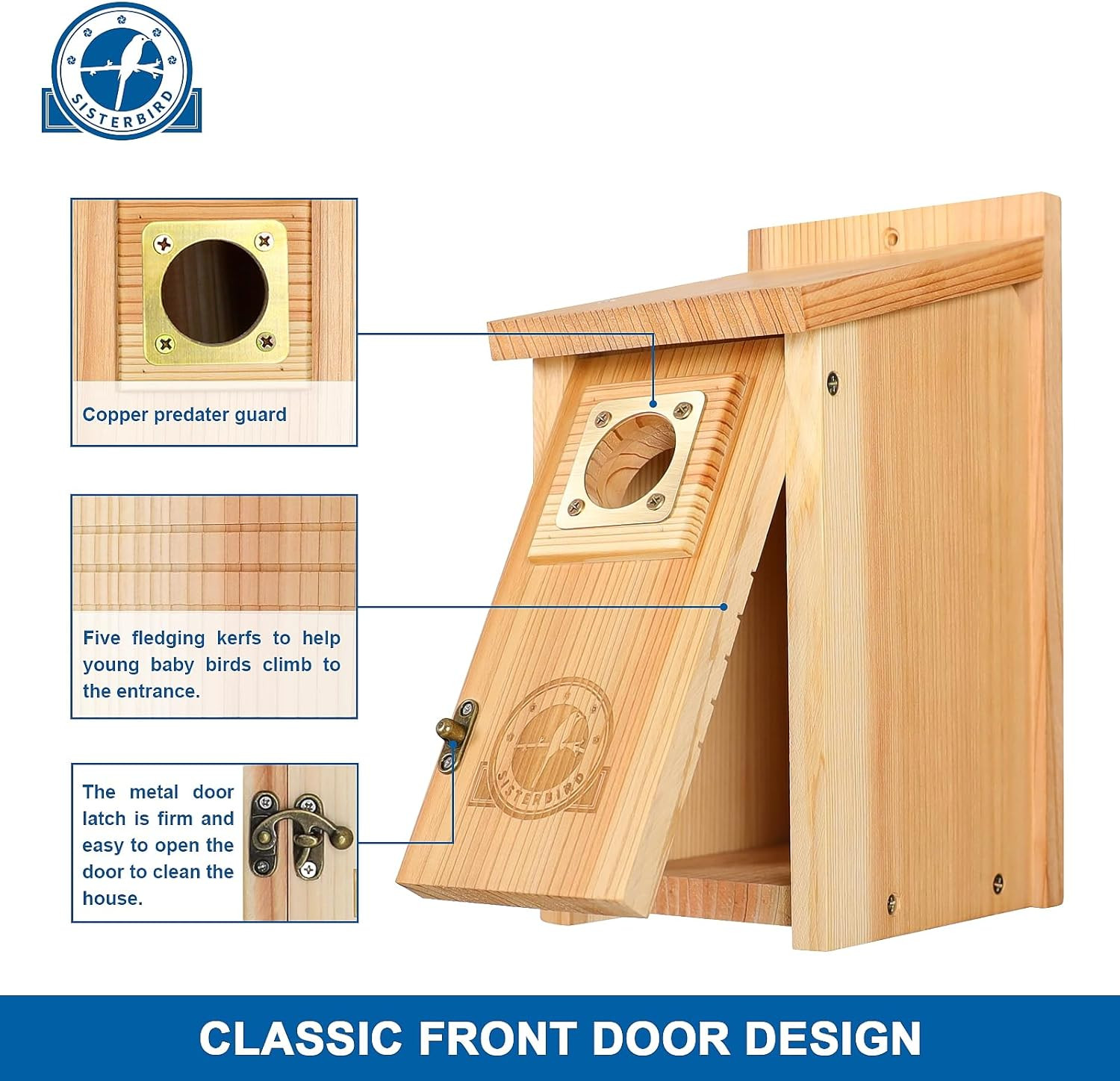 2 Pack Bird Houses for outside Clearance with Copper Guard, Cedar Bird House Out