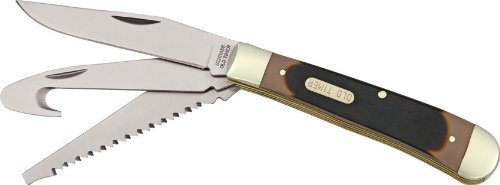 Schrade 69OT Old Timer Premium Trapper Knife w/ Saw, Gut hook, Clip Point Blade