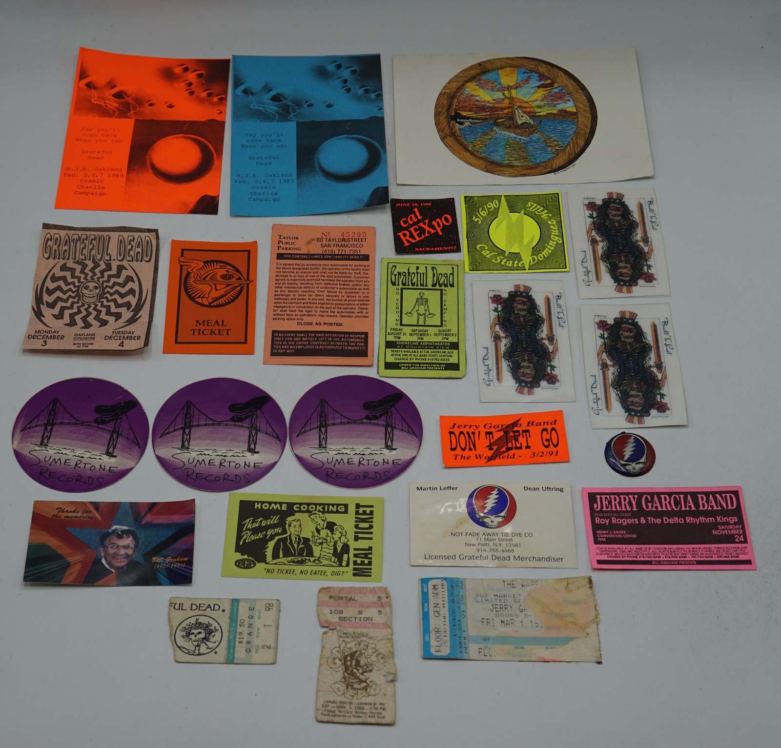 Grateful Dead & Jerry Garcia Band Vintage Concert Memorabilia Ticket Stub Pin