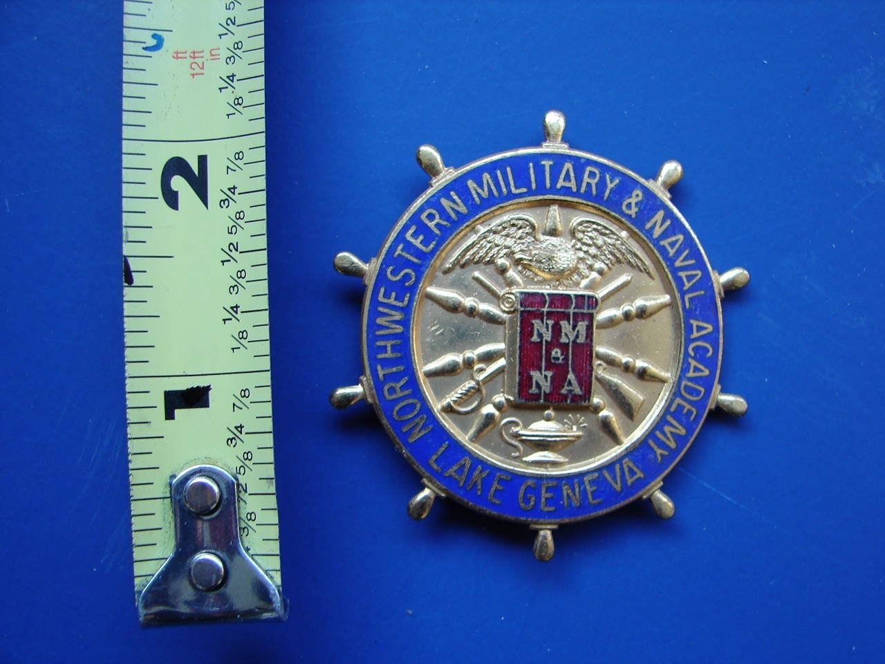 RARE OLD U.S. NORTHWESTERN MILITARY & NAVAL ACADEMY LAKE GENEVA WISCONSIN BADGE