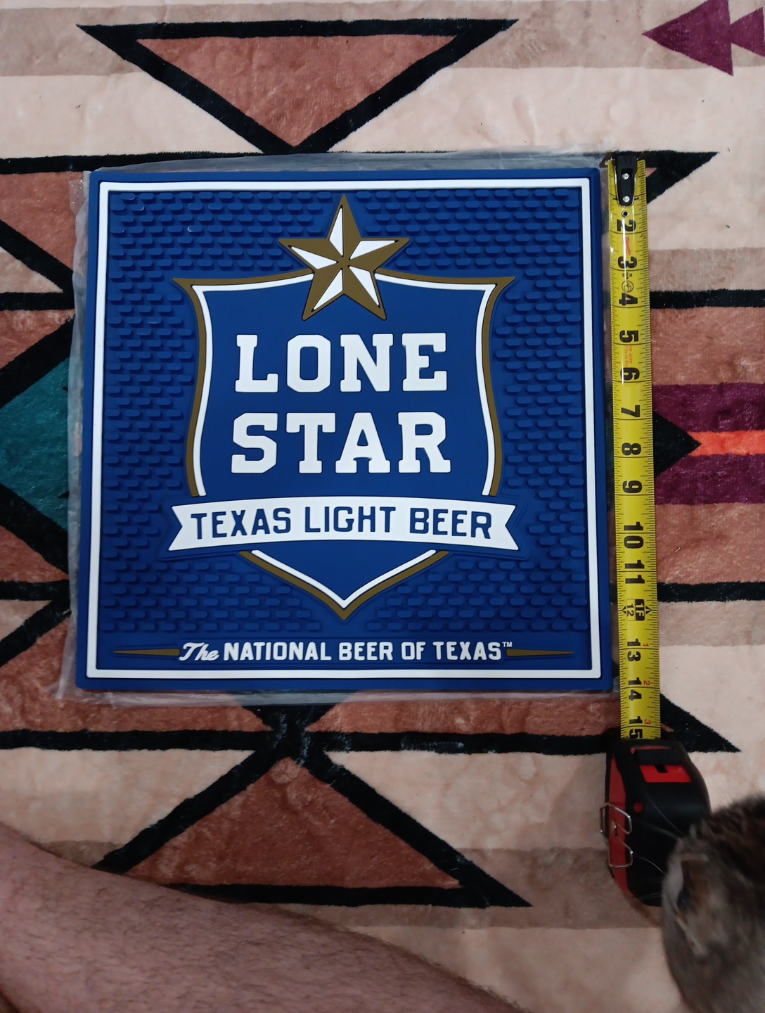 Lone Star Light Texas Light beer Rubber Bar Runner Mat No Spill 14 X 14 Inches