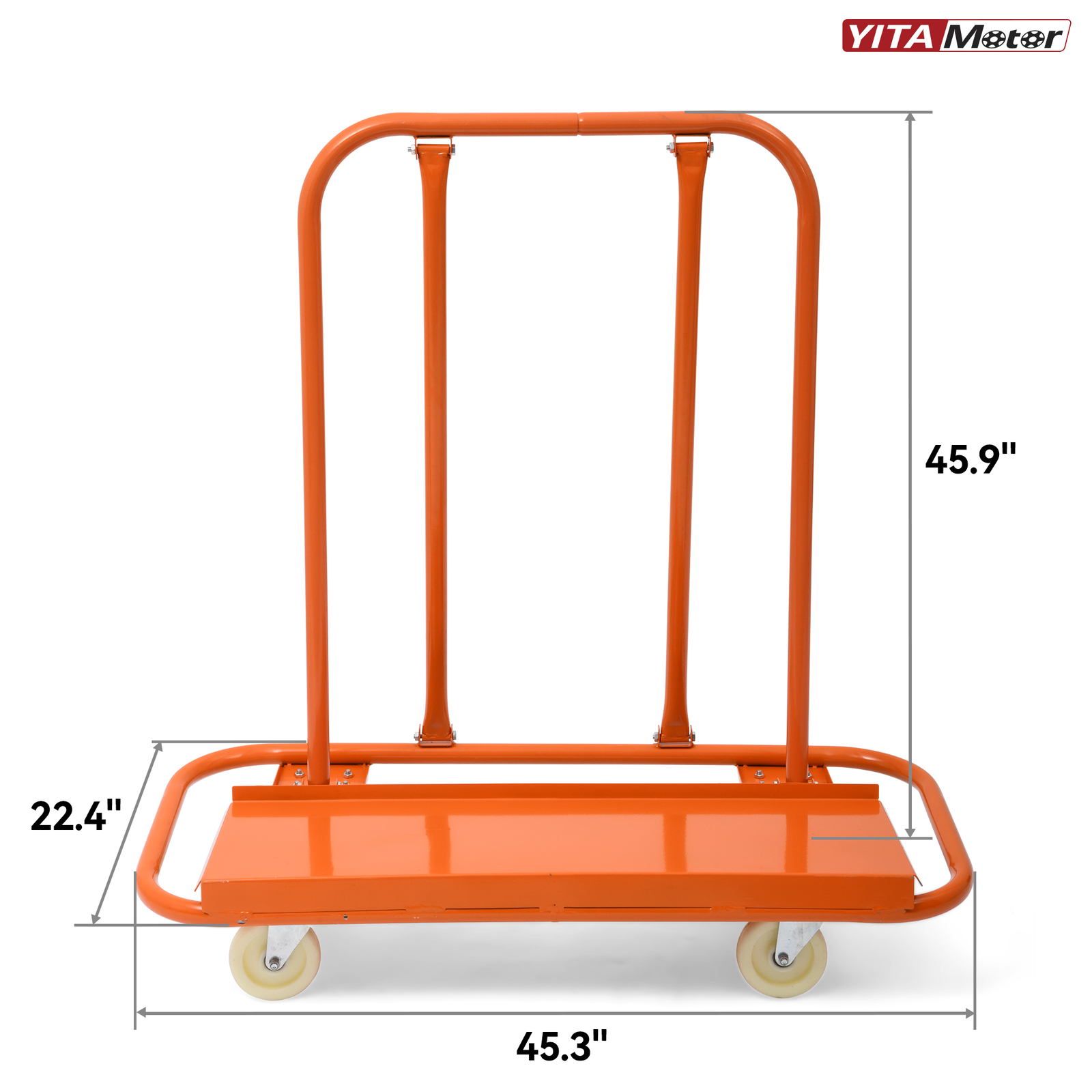 Heavy Duty Drywall Sheet Cart 45.3" L × 22.4" W × 46" H W/4 Swivel Wheels 3000LB