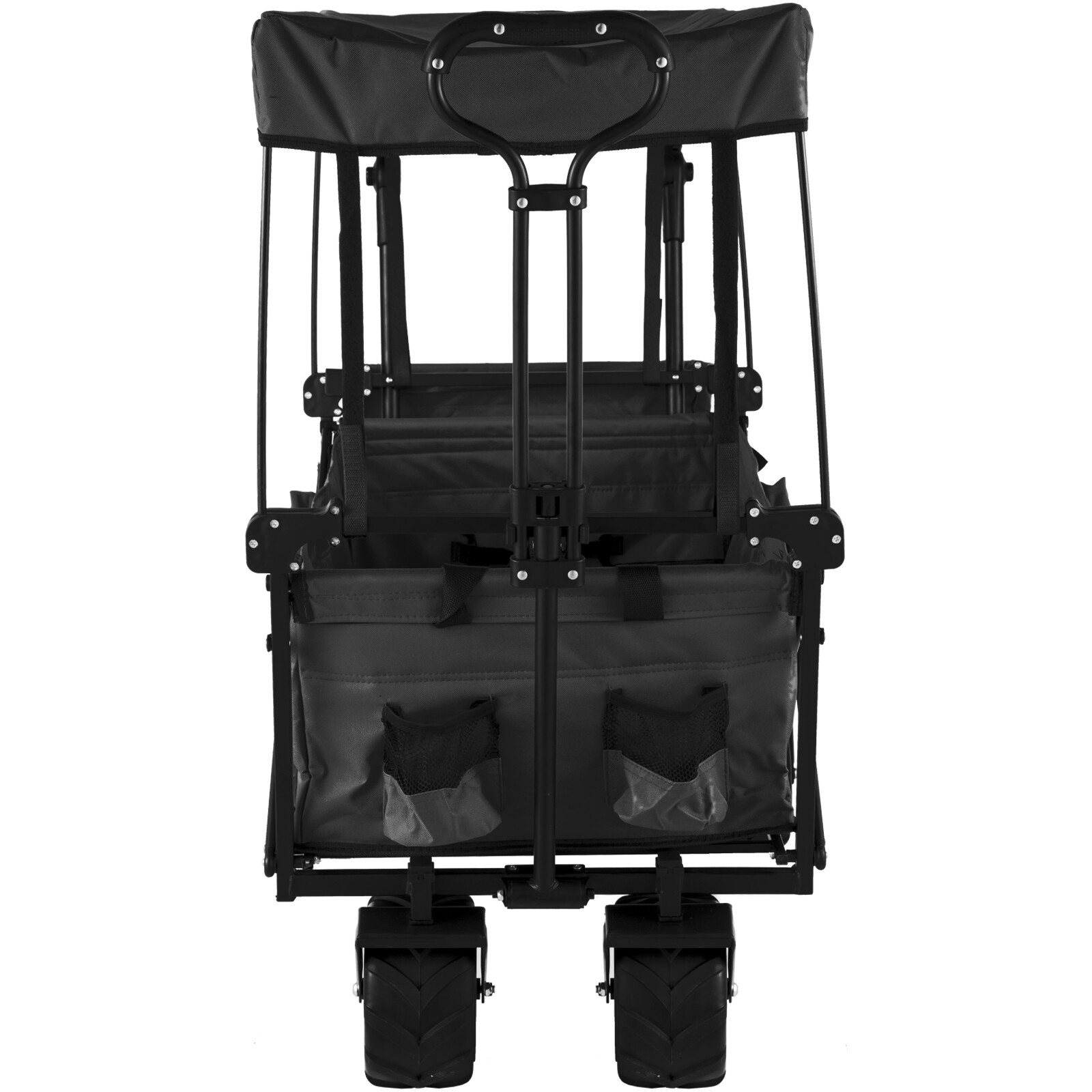 VEVOR Folding Wagon Cart Collapsible Garden Cart w/Canopy 220lbs Big Wheels