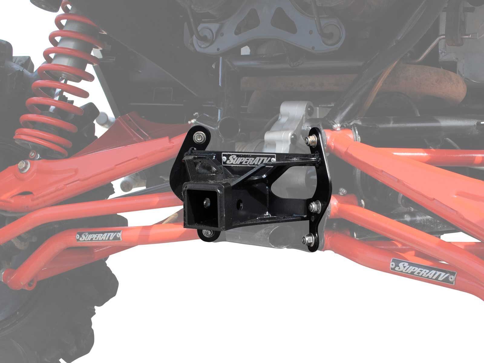 SuperATV 2'' Rear Receiver Tow Hitch for Can-Am Maverick (Black) - SEE FITMENT
