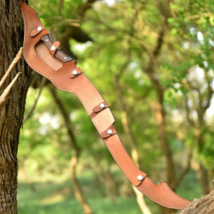 Handmade Full Tang Carbon Steel Viking Sword, Rosewood Handle, Leather Sheath