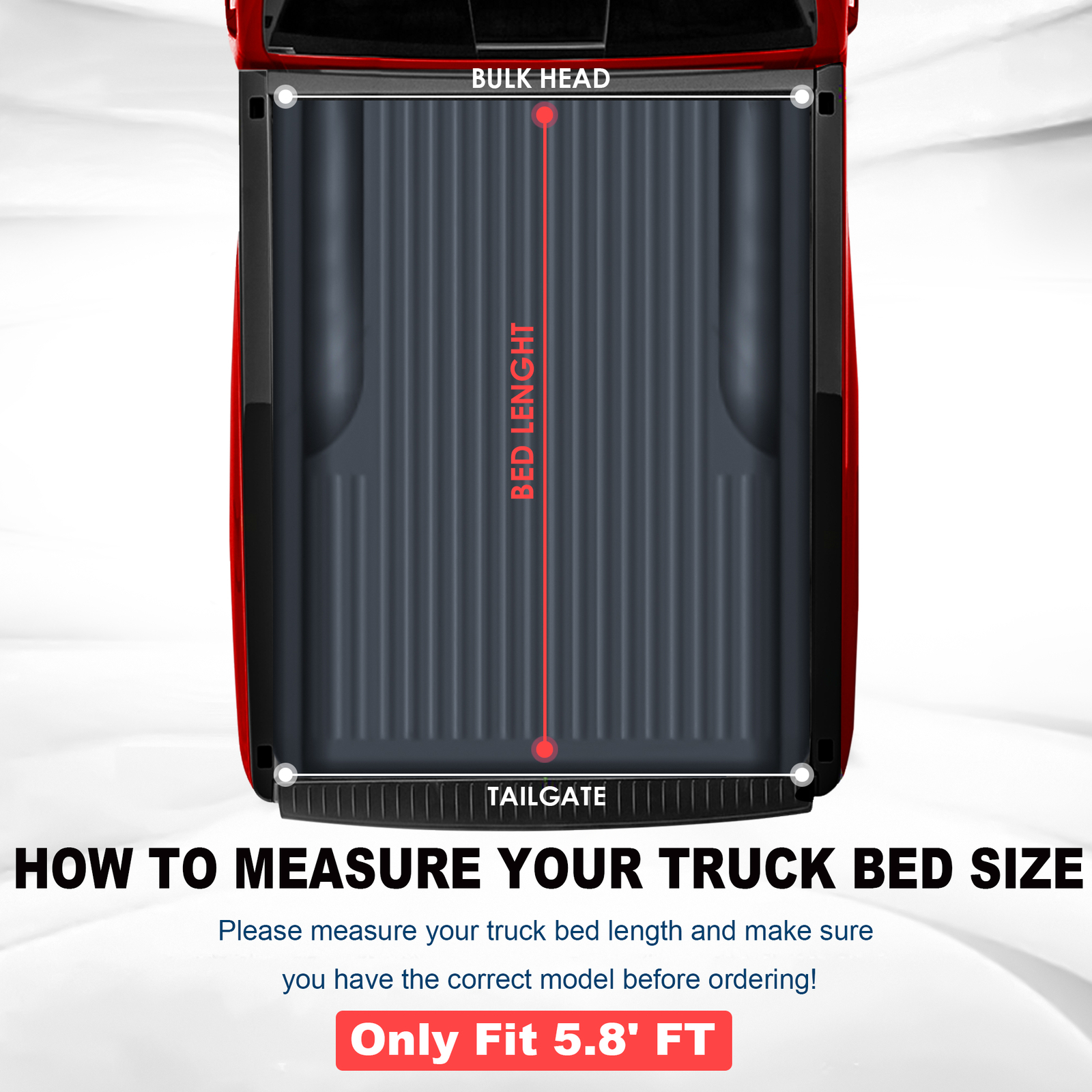 5.8FT Tri-Fold Soft Truck Bed Tonneau Cover For 2019-2024 Silverado Sierra 1500