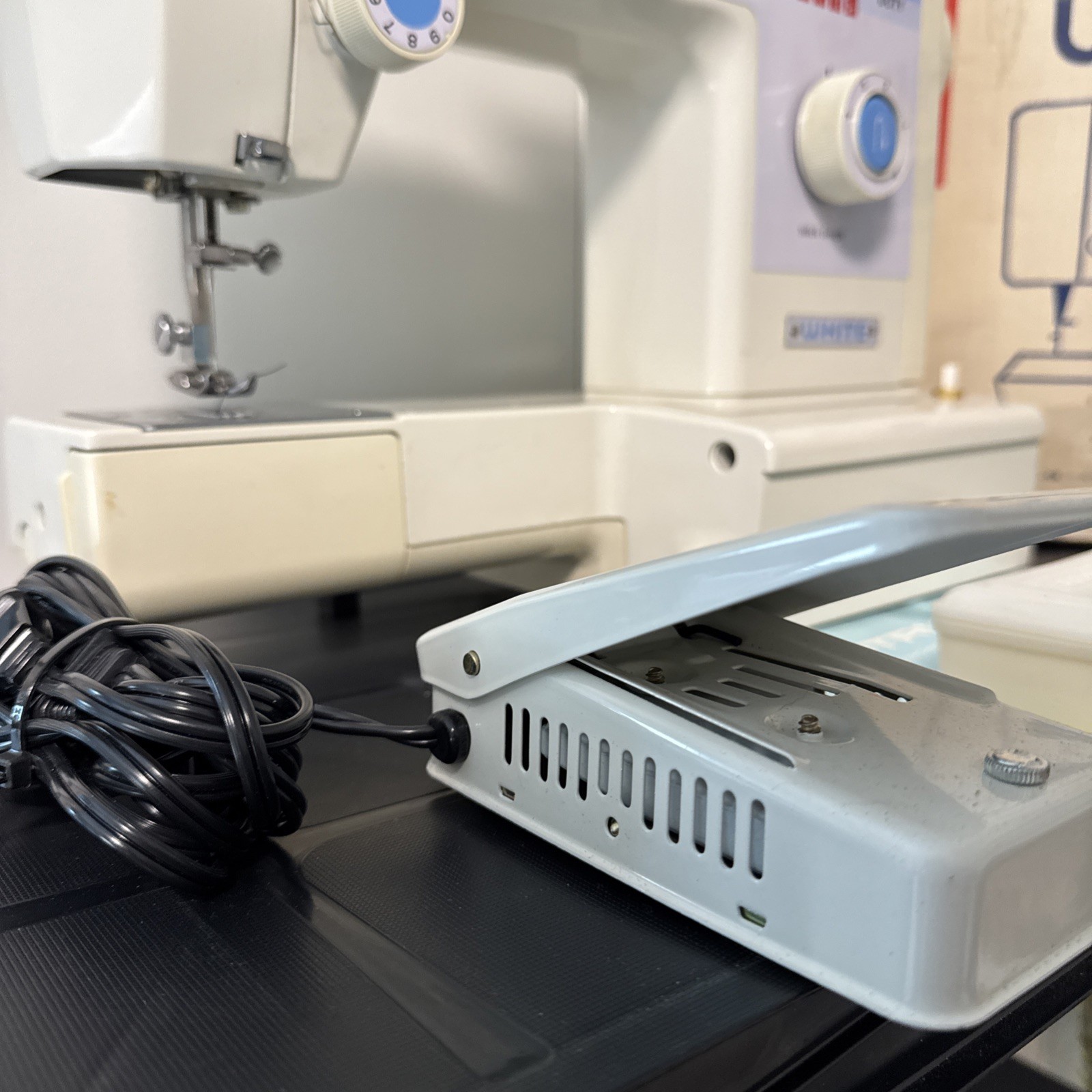 White Sewing Machine Model 1405 With Accessories and Box