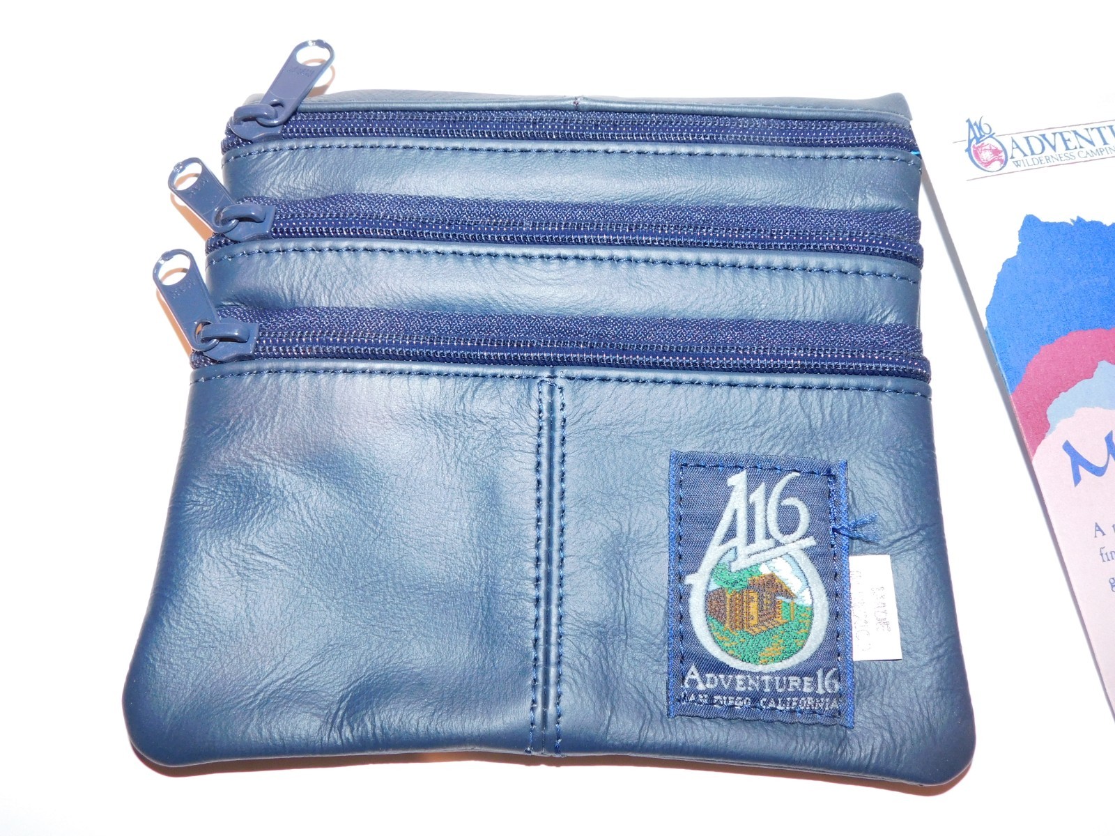 ADVENTURE 16 MOUNTAINCRAFT Leatherworks BLUE 100% Cow Leather TRI-ZIP POUCH NEW