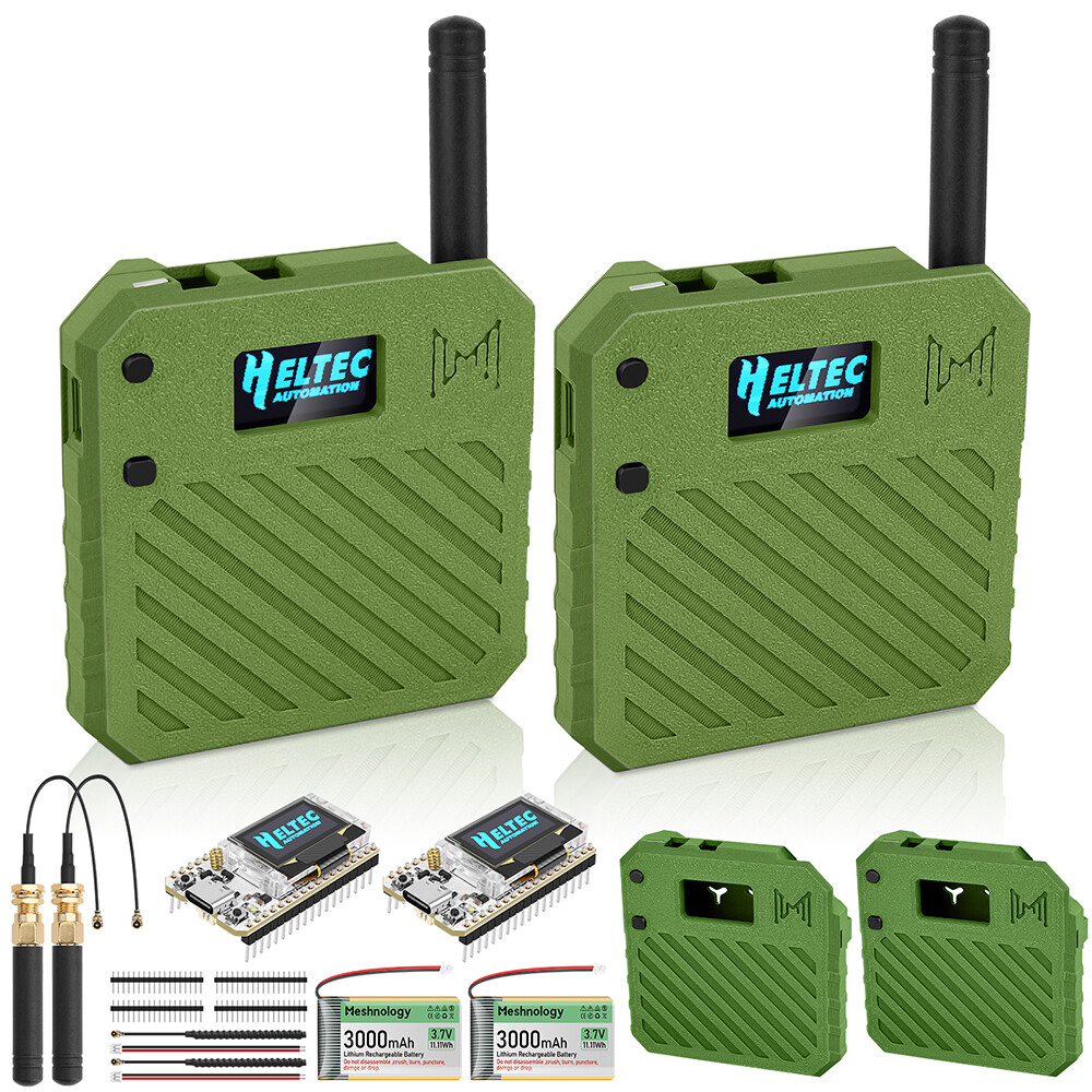 2Sets ESP32 LoRa V3 Development Board + 915MHz Antennas +Battery+Meshtastic Case