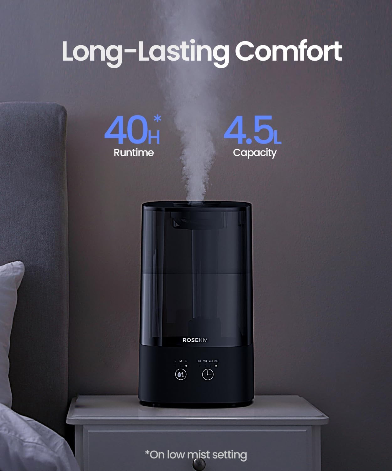 4.5L Humidifiers for Bedroom, Humidifiers for Home Large Room, Cool Mist Humidfi