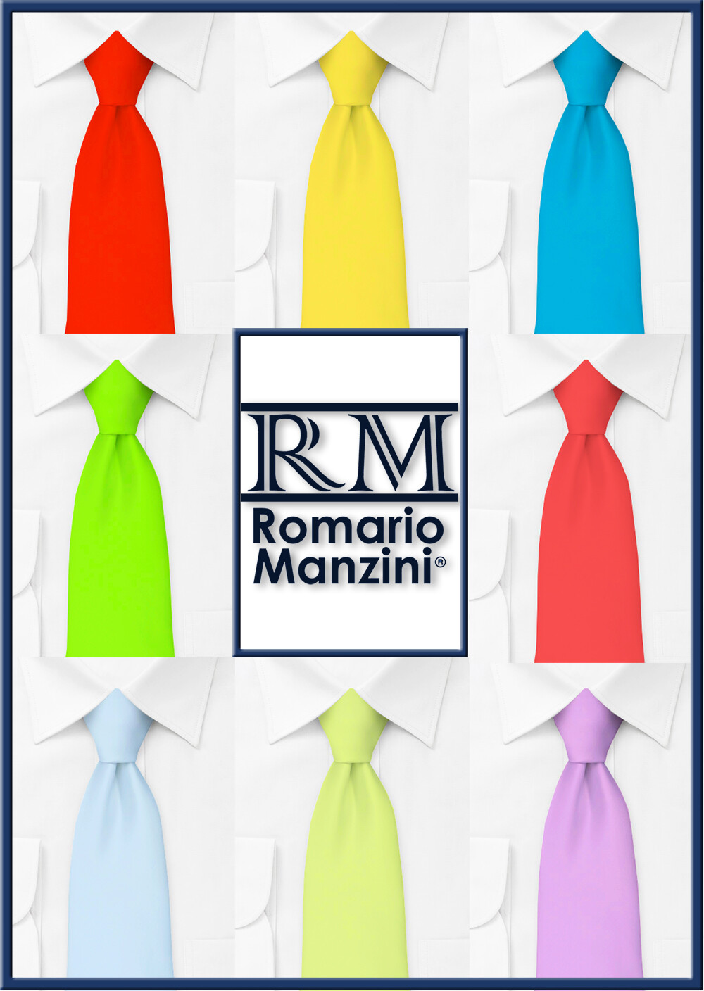 New Romario Manzini® Men's Traditional Solid Color Ties (55 colors)