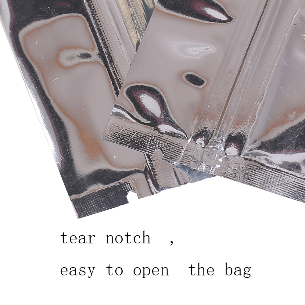 Assorted Sizes Glossy Mylar Foil Clear Front Silver Rear Zip Lock Pouch Bag M