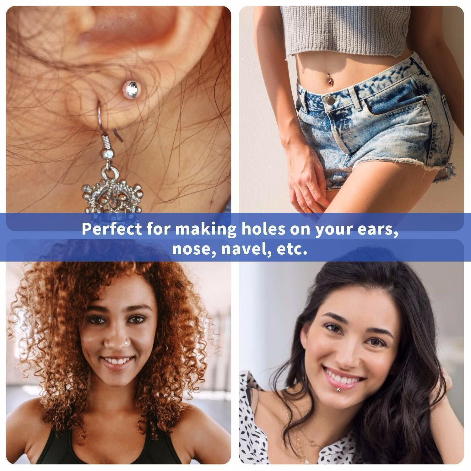 Professional DIY Ear Piercing Gun Body Nose Navel Tool Kit Jewelry with 98 Studs