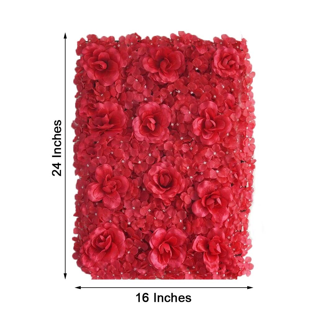 4 Red Roses and Hydrangea Flowers Mat Wall Backdrop Panels Wedding Decorations