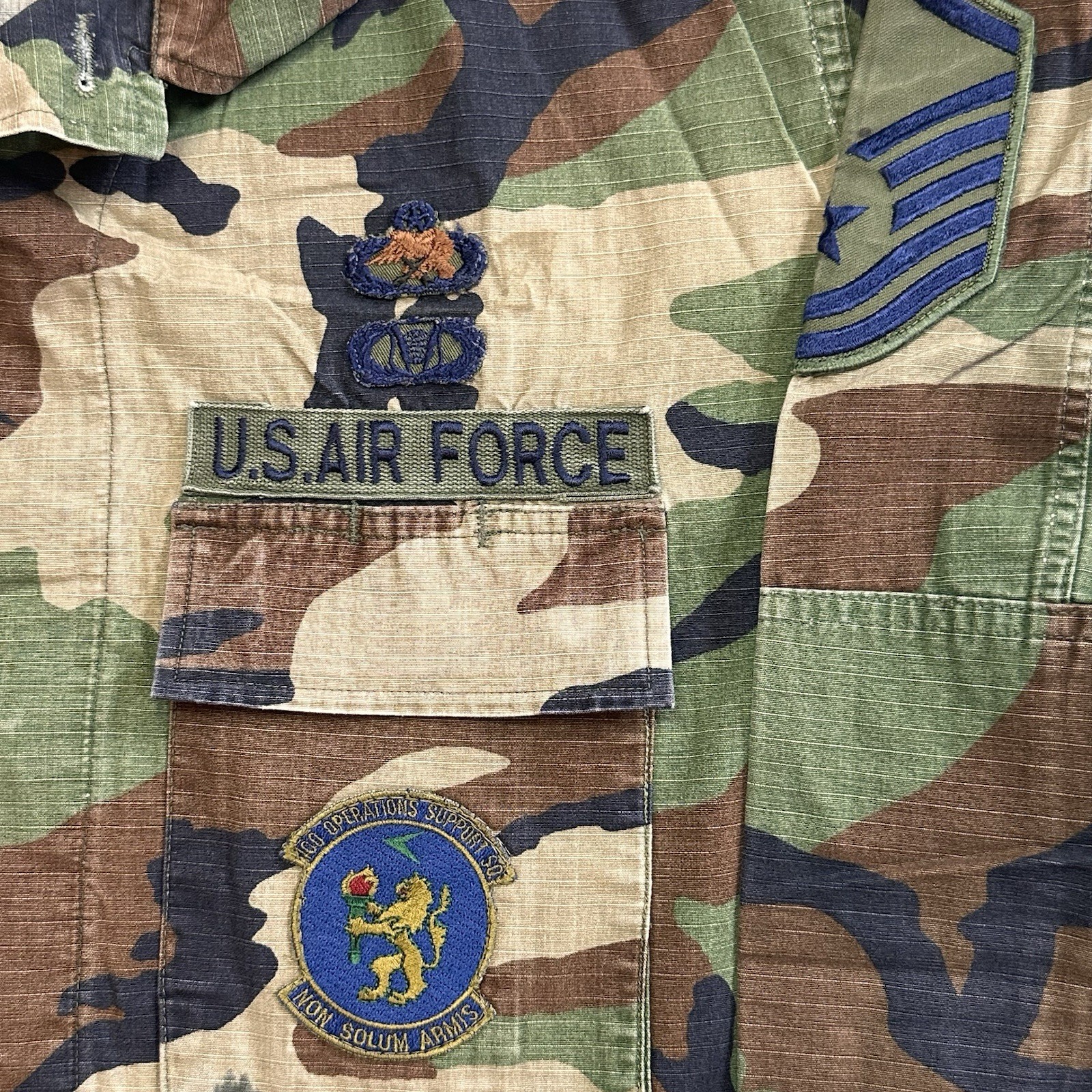 USAF Air Force EUROPE BDU Woodland Camo LARGE-REGULAR w/ Jump Patches
