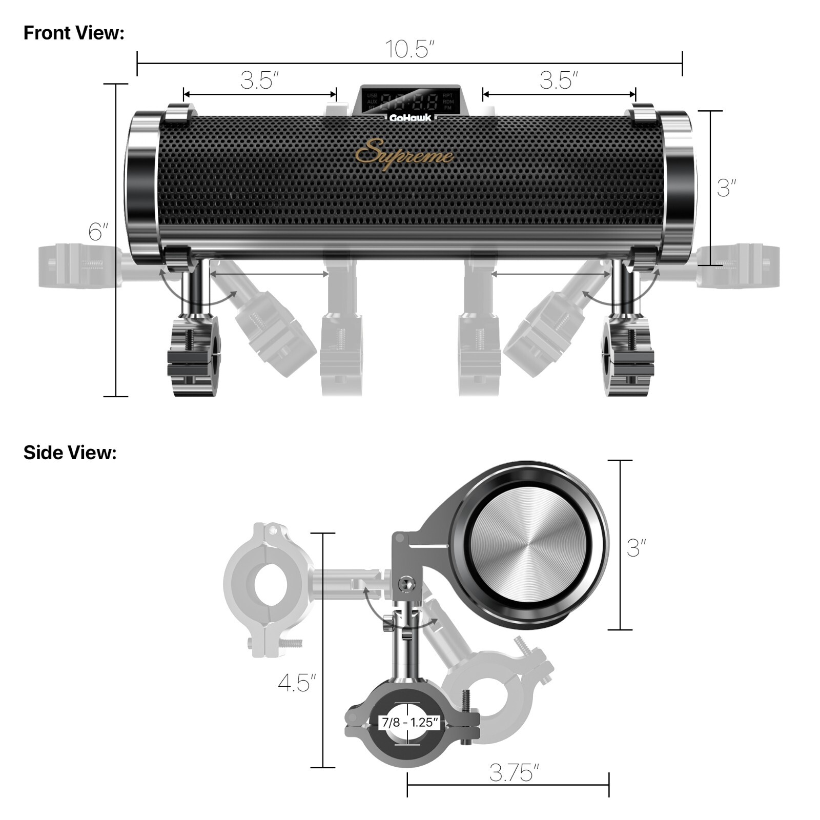 Waterproof Motorcycle Stereo 6 Speakers Audio System Bluetooth 300W Amp FM Radio