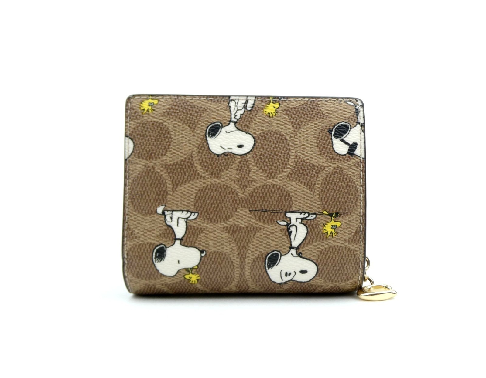 Coach X Peanuts Snap Wallet In Signature Canvas With Snoopy Print CBN32 With Box