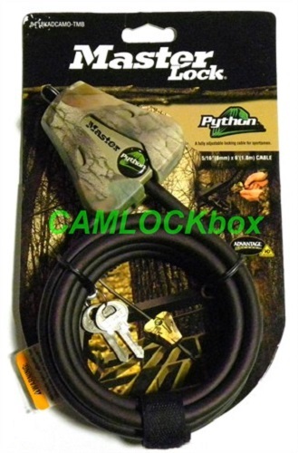 Master Lock 5/16" Camo Python Cables - 4 Keyed The Same