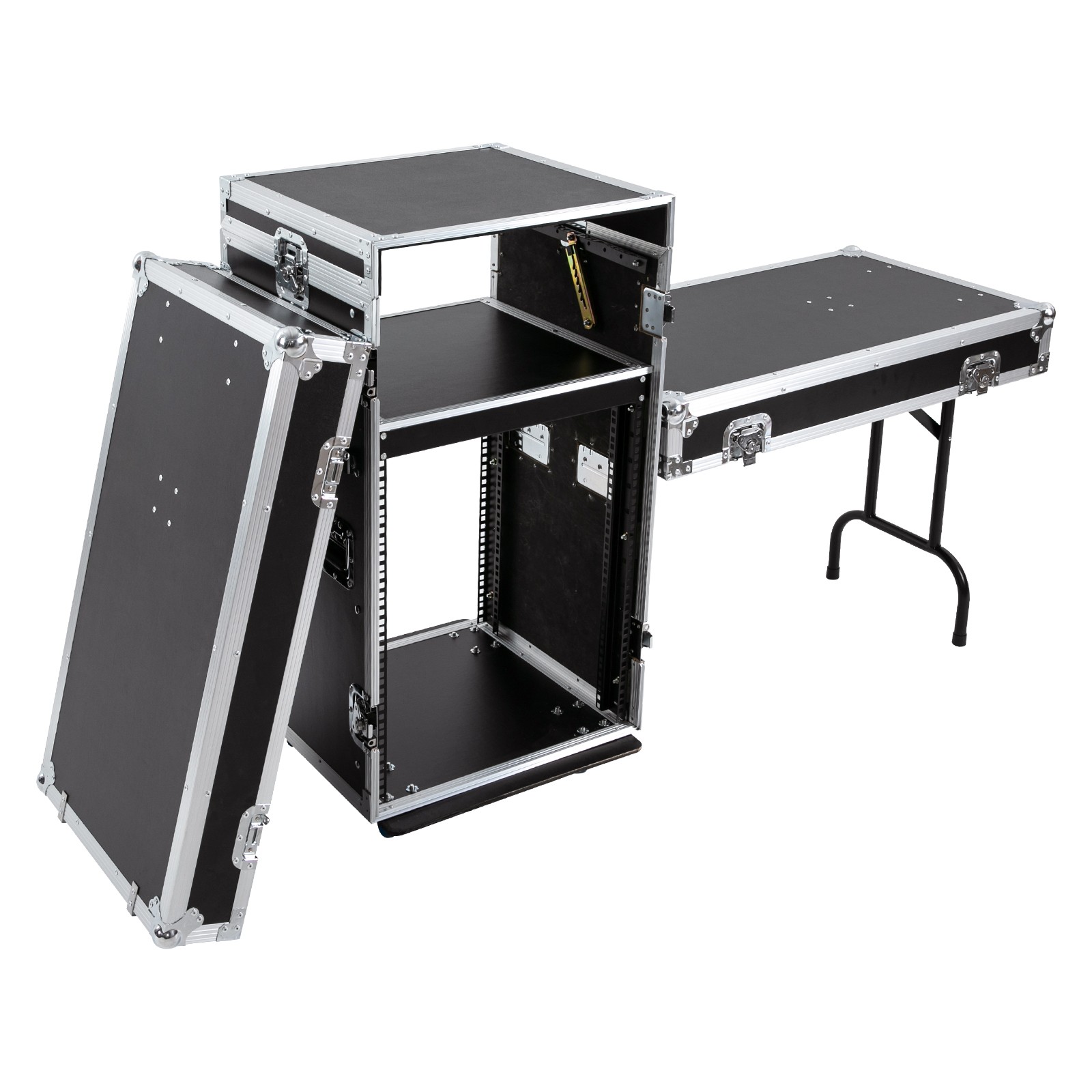 14U PA DJ Rack / Road Case Slant Mixer Top Rack with 2* DJ Table Tops 661.39lbs