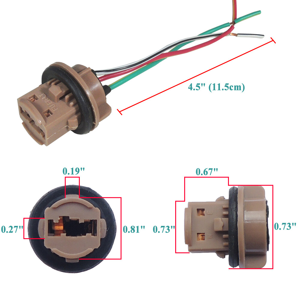 7443 7444 Turn Signal Light Female Socket Holder Wire Harness Pigtail Connector
