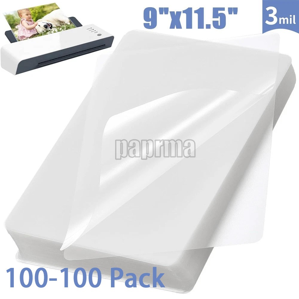 9" x 11.5" Clear Thermal Laminating Pouches Letter Size Laminator Sheets 3 Mil