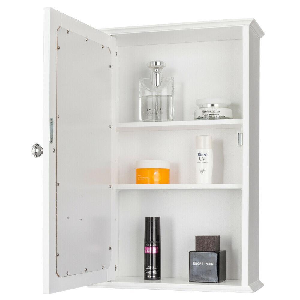 Mirror Door Wall Mount Hanging Medicine Cabinet Bathroom Storage Shelf Organizer