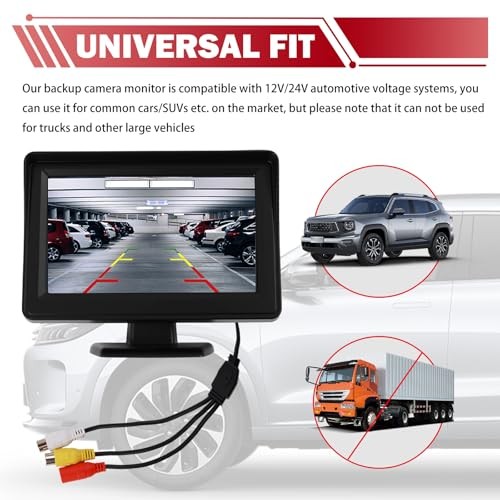 LCD Backup Camera Monitor Only,4.3" Backup Camera Screen with 160° Adjustment