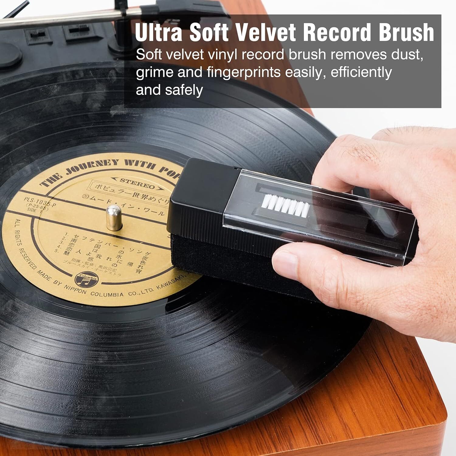 3in1 Vinyl Record Cleaning Brush Set Stylus Velvet Anti-static Cleaner Tool Kit