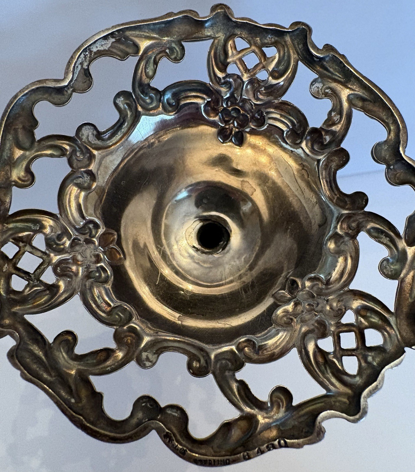 Antique Gorham Sterling Silver Repousse Candlestick Holder 1886 Baroque Pattern