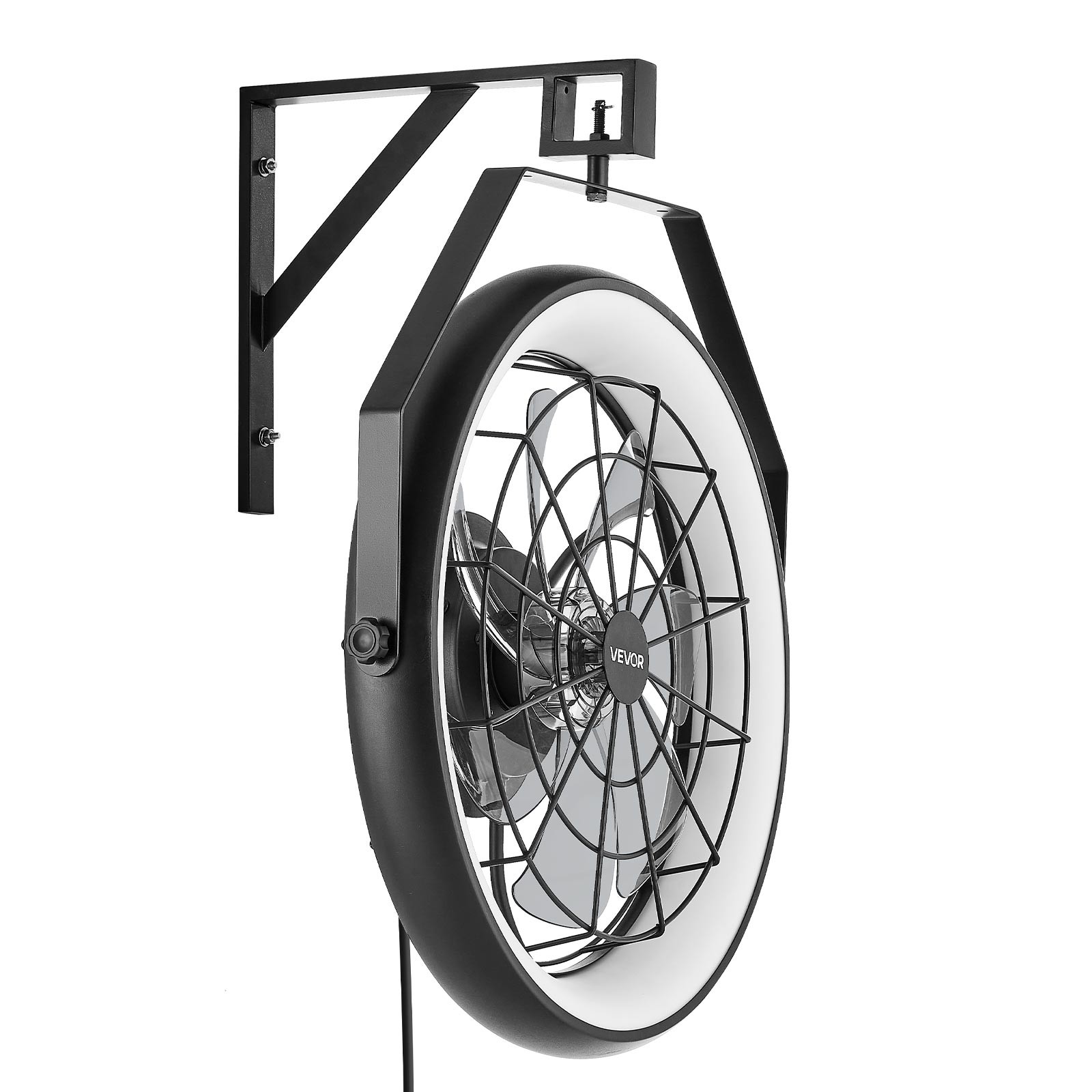 VEVOR 22 Inch Wall Mounted Fan with Light Remote 6 Speed for Patio Workshop
