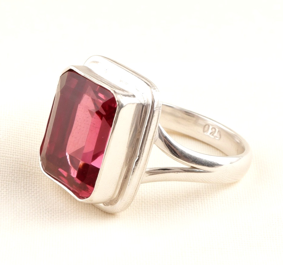 Pink Tourmaline Gemstone 925 Sterling Silver Handmade Jewelry Ring All Size