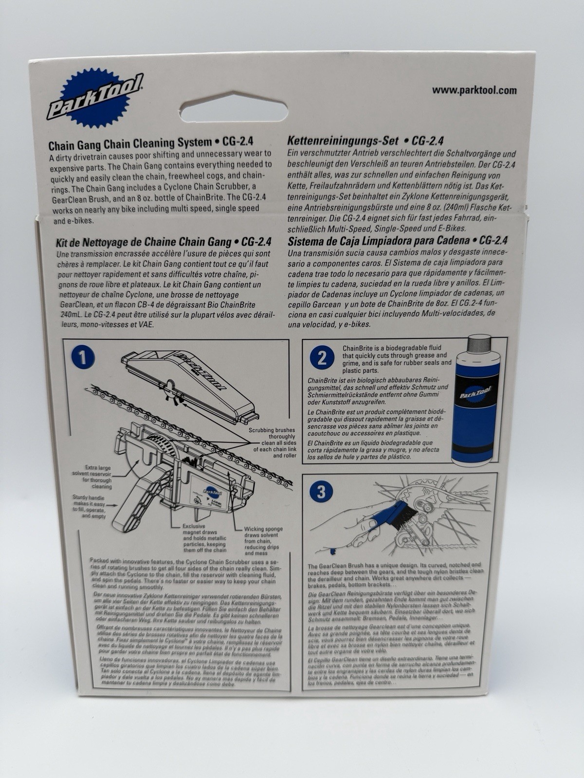 Park Tool CG-2.4 Chain Gang Bike Cleaning System CM-5.3 + CB-4 Bio + GSC-1 Brush