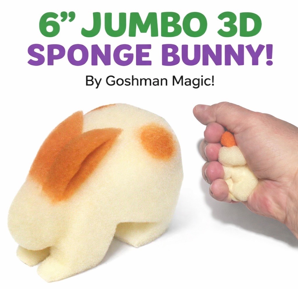 6” Jumbo 3D SPONGE BUNNY 1 Deluxe Goshman Close Up Magic Trick White Foam Rabbit