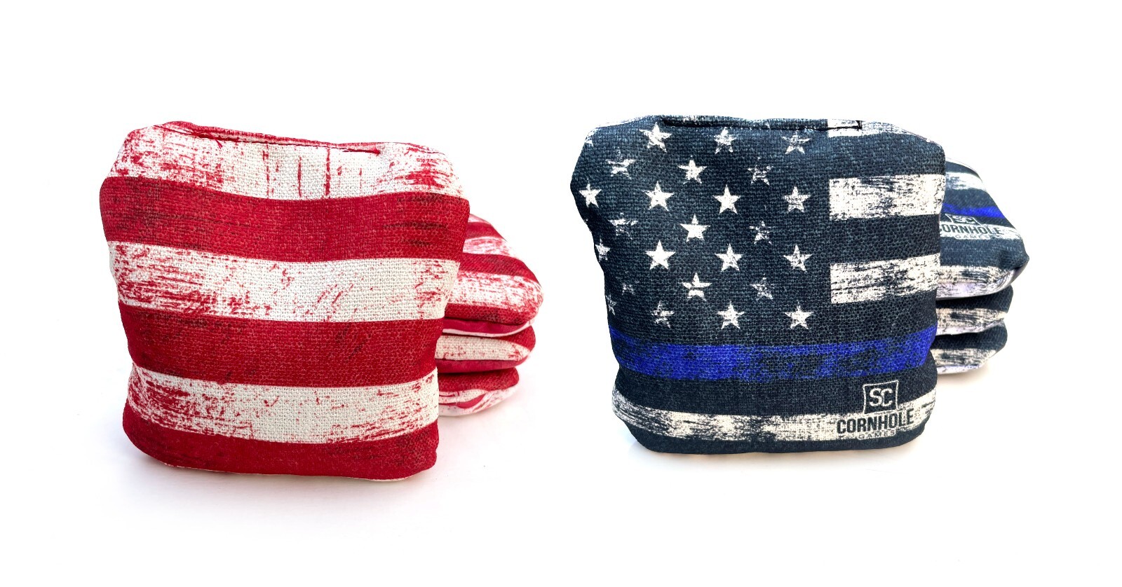 Professional Slide/Stick Cornhole Bags (Set of 8) - Blue Line/Stripes