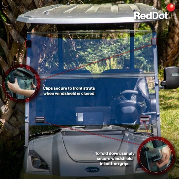 RedDot 1/4" Folding Golf Cart Windshield for STAR EV Sirius - Tinted
