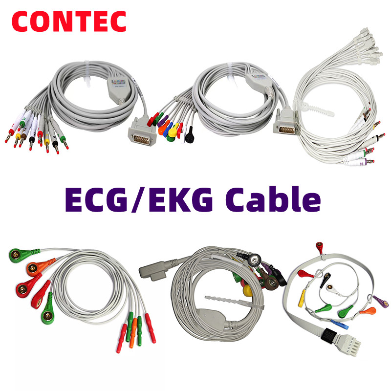 CONTEC ECG EKG Cable for Patient Monitors ECG Holters Machines Banana/Snap Types