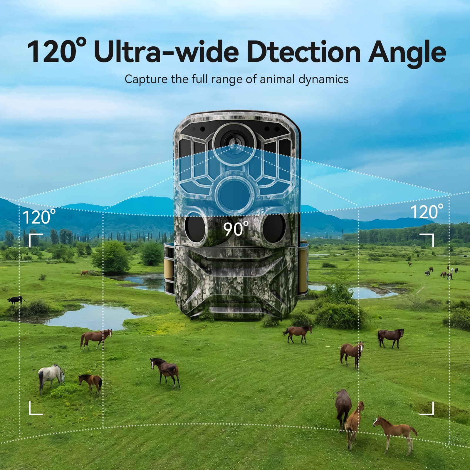 Trail Camera with Night Vision 0.1s Trigger Waterproof for Wildlife Tracking 4K