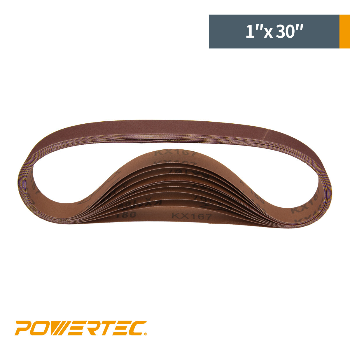POWERTEC 1 x 30" A/O Sanding Belt Assortment 20PK (60,80,120,180,240,400 Grit)