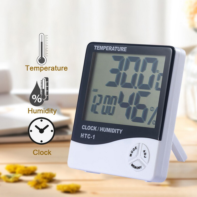 THERMOMETER INDOOR Digital LCD Hygrometer Temperature Humidity Meter Alarm Clock