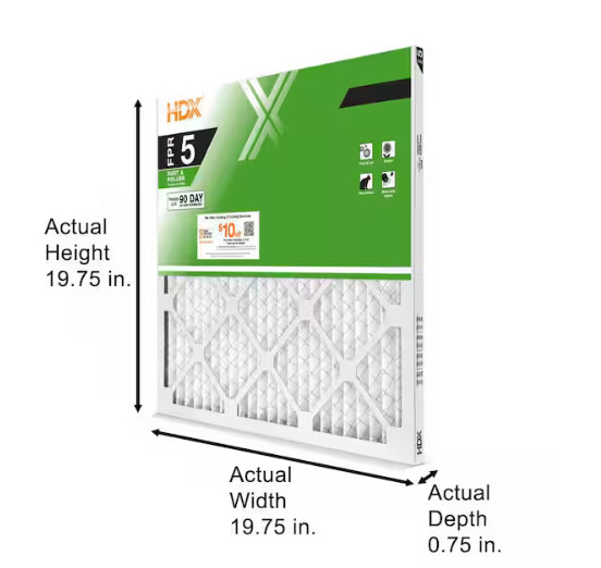 20 x 20 x 1 Standard Pleated Air Filter FPR 5, 12-Pack, Air Filters Replacement