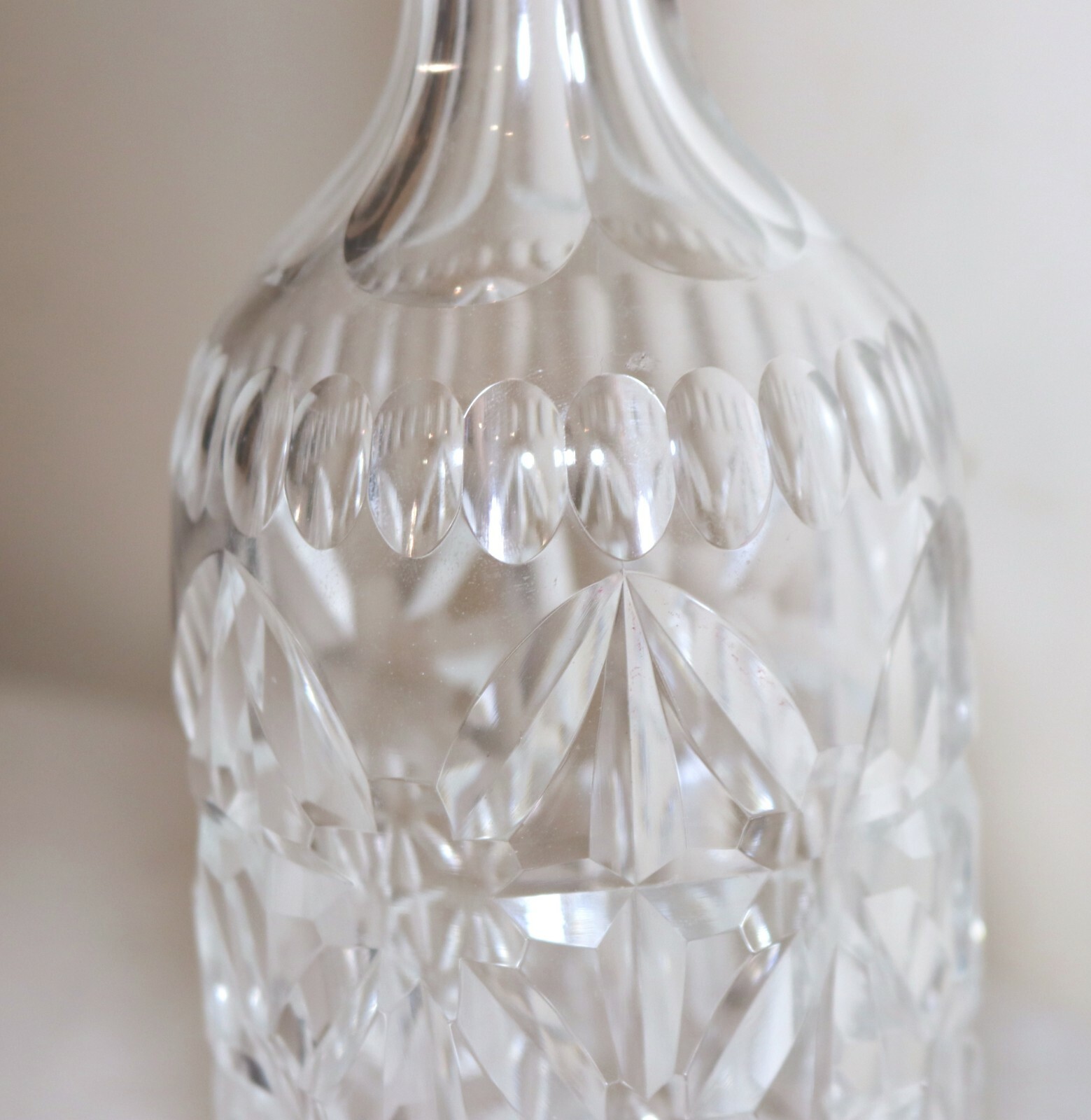unique antique sterling silver cut clear crystal liquor wine gin decanter bottle
