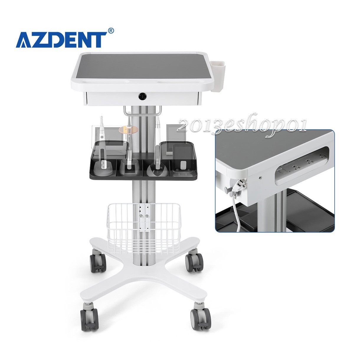 Dental Medical Endodontics Intraoral Scanner Cart Storage Trolley built-in plug