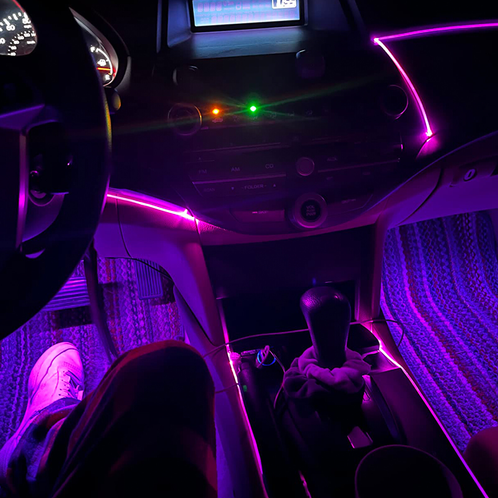 10m RGB 8 in 1 Interior Car LED Strip Lights Car Ambient Decor Neon Lights Kit