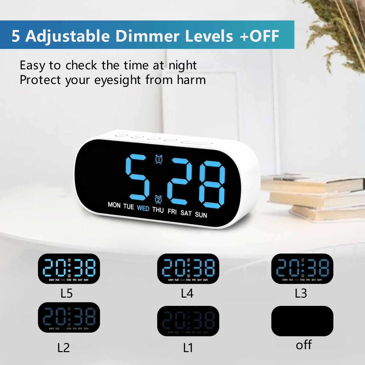 Electric Digital Alarm Clock LED Large Display Battery Backup Snooze Dual Alarm