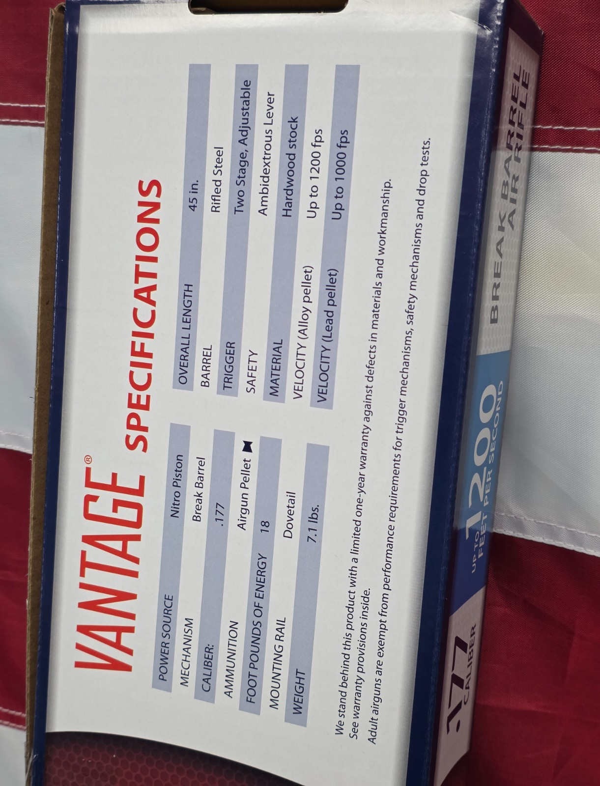 Crosman Vantage NP (Wood) .177 Nitro Piston Powered Break Barrel Air Rifle 30021