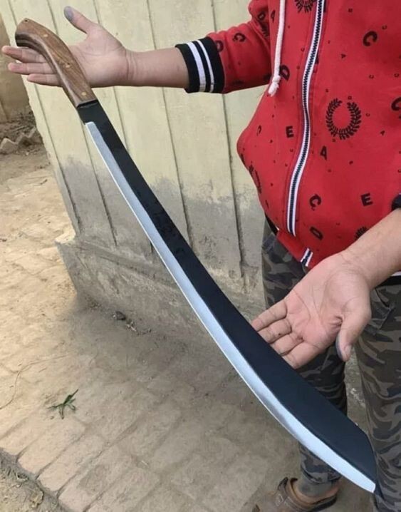 CUSTOM HANDMADE HIGH CARBON STEEL FOREST HUNTING MACHETE WITH LEATHER SHEATH