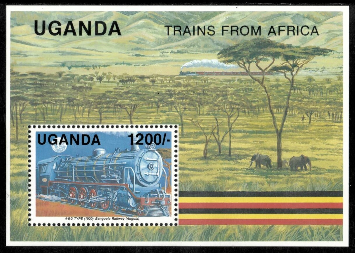 Uganda 1992 - Trains - Souvenir Stamp Sheet - Scott #886 - MNH